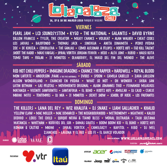 Lineup Lollapalooza 2018